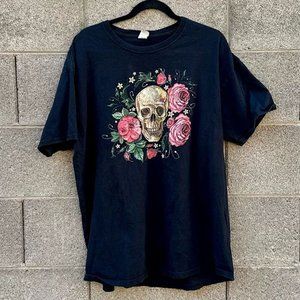 XL Floral Skull Graphic Tee